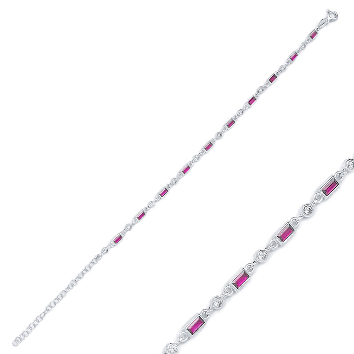 Baguette Ruby CZ Bracelet