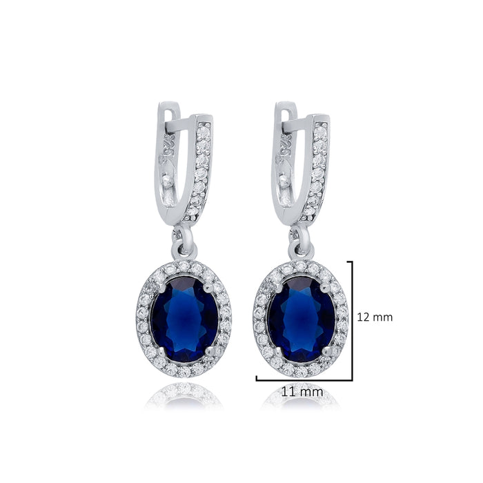 Sapphire Drop Halo Earrings