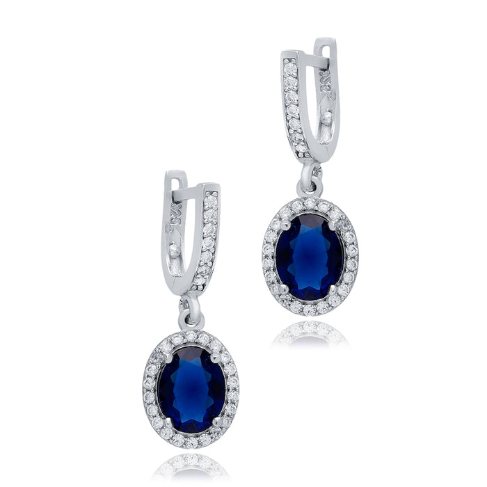 Sapphire Drop Halo Earrings