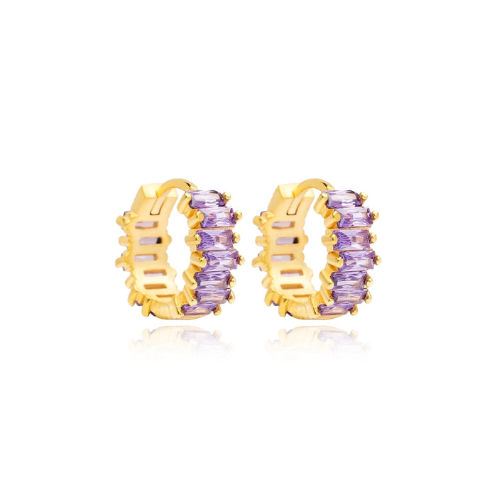 Amethyst Baguette Hoop Earrings