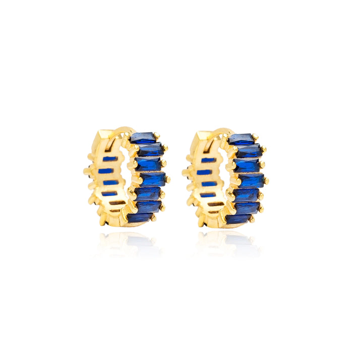 Sapphire Baguette Hoop Earrings
