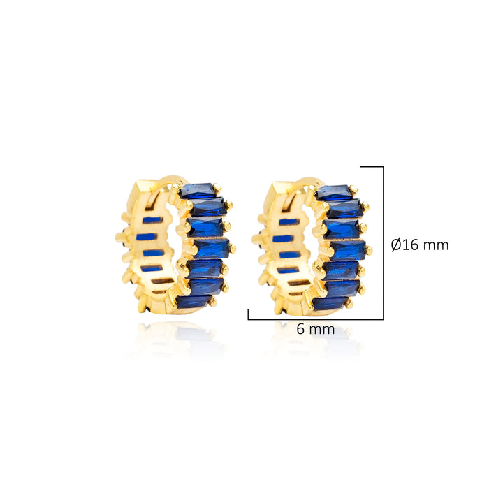 Sapphire Baguette Hoop Earrings
