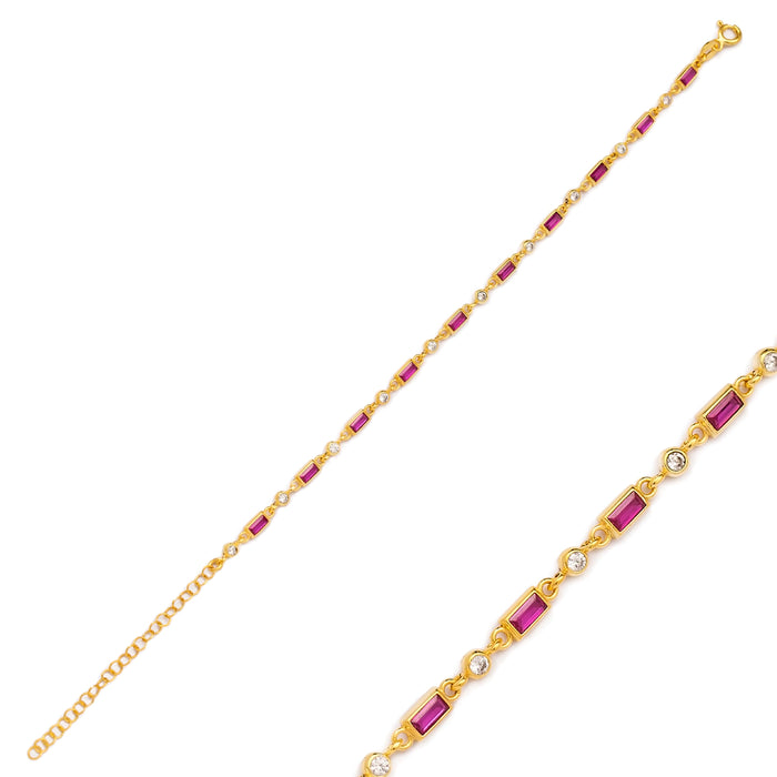 Baguette Ruby CZ Bracelet