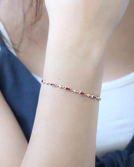Baguette Ruby CZ Bracelet