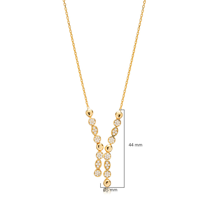  Silver Gold Plated necklace with diamond accents 