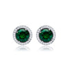 Pair of green gemstone earrings with gold and diamond accents silver gold and rhodium plated