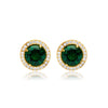 Pair of green gemstone earrings with gold and diamond accents silver gold and rhodium plated