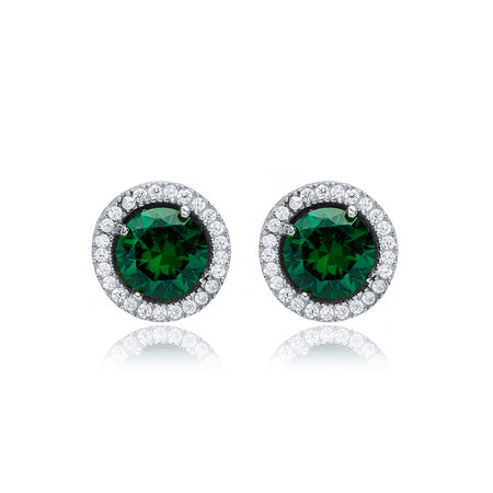 Pair of green gemstone earrings with gold and diamond accents silver gold and rhodium plated