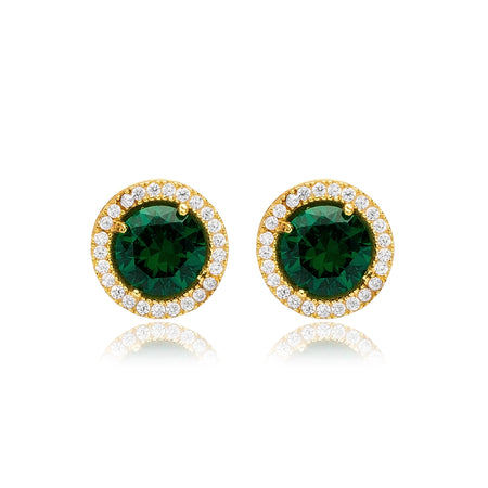 Pair of green gemstone earrings with gold and diamond accents silver gold and rhodium plated