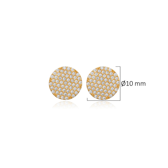 Gold round earrings with embedded stones 