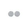 Pair of round silver earrings with clear stones 