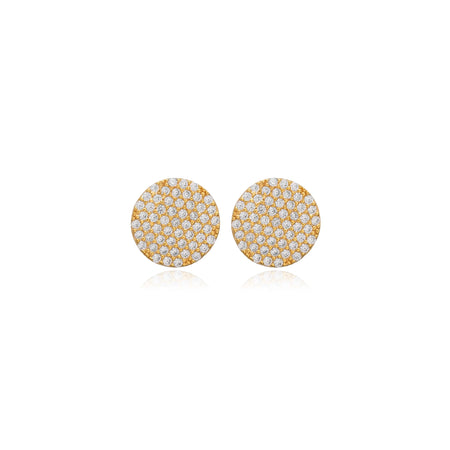 Gold round earrings with embedded stones