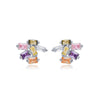 Multicolour Stud Earrings Silver Rhodium Plated