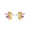 Pair of gold earrings with multicolour gemstones 