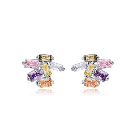 Multicolour Stud Earrings Silver Rhodium Plated