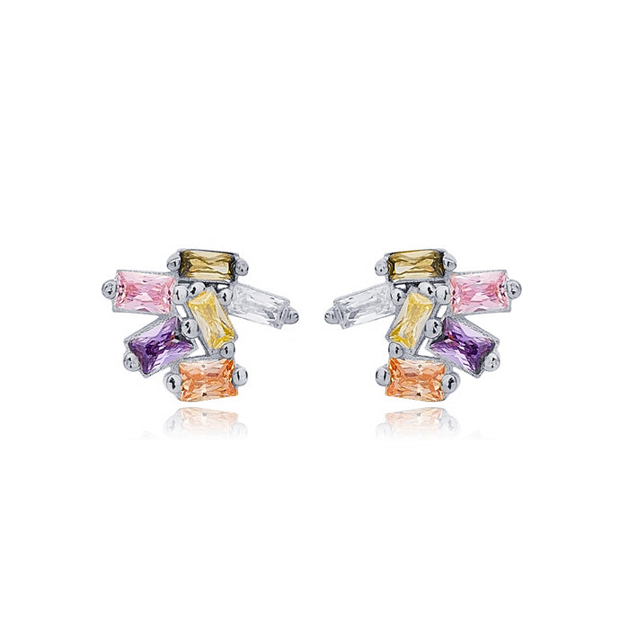 Multicolour Stud Earrings Silver Rhodium Plated