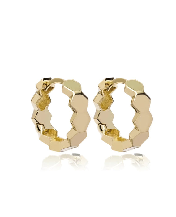 14k  Gold Hexagon Hoop Earring