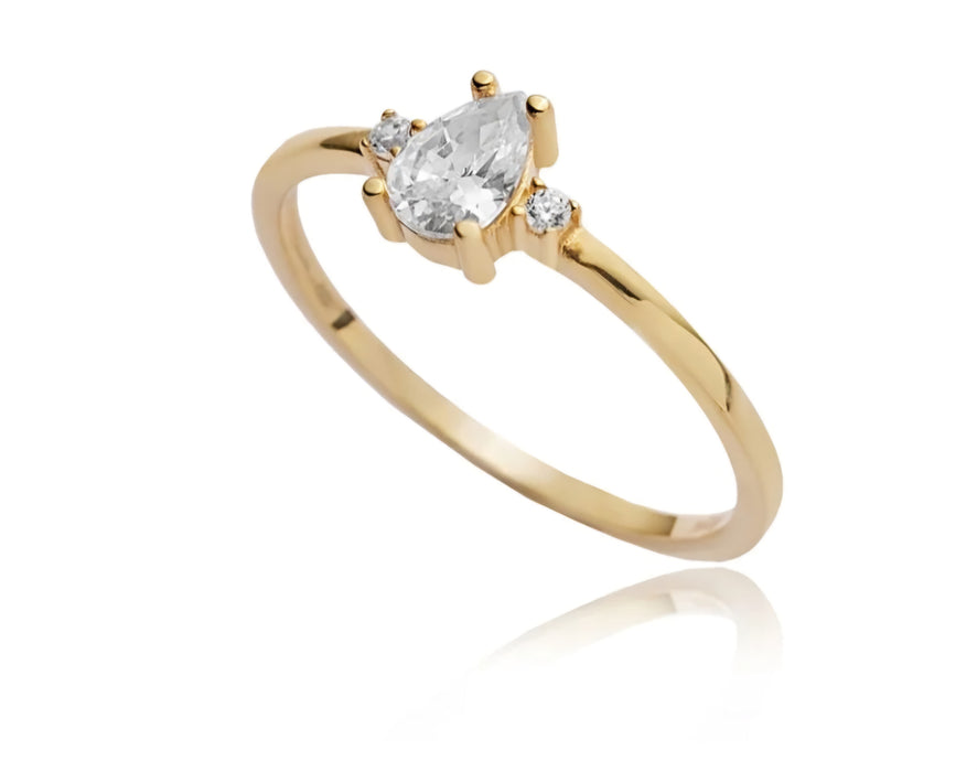 14k Gold Pear Cluster Ring