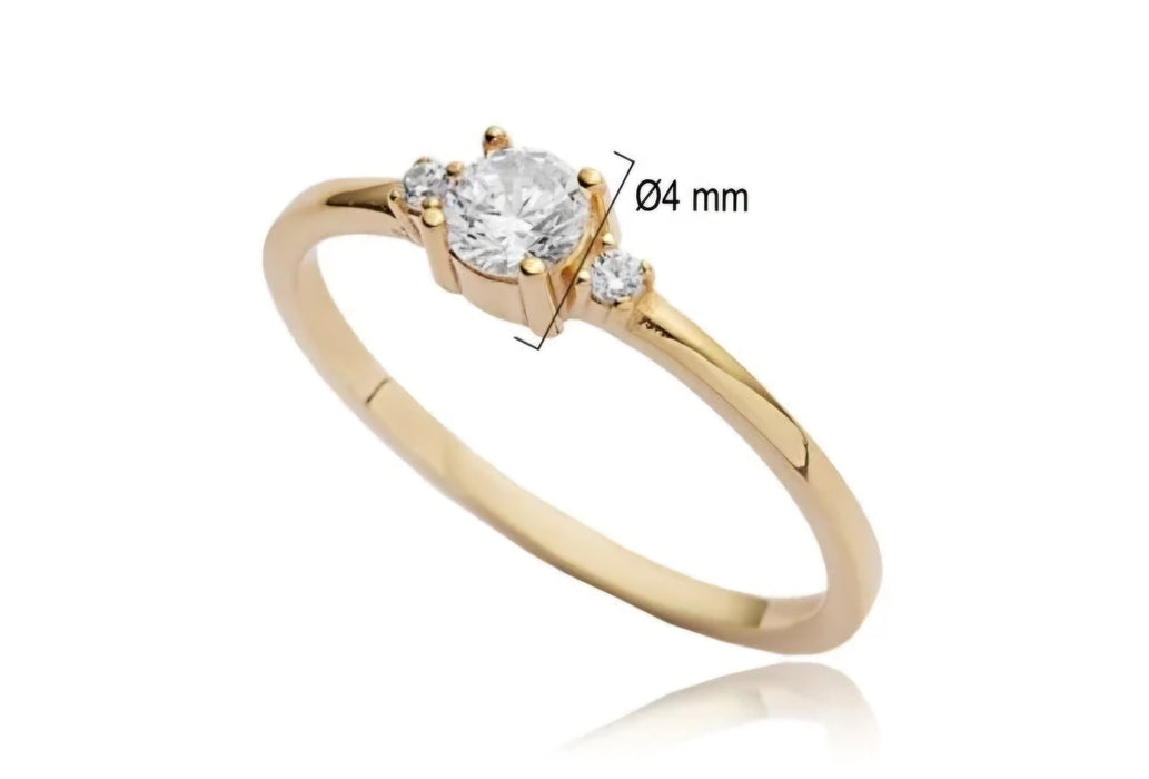 14k Gold Round Zircon Ring