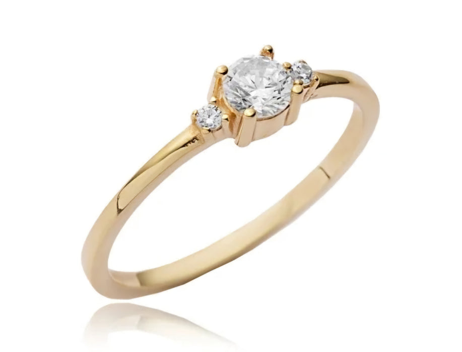 14k Gold Round Zircon Ring