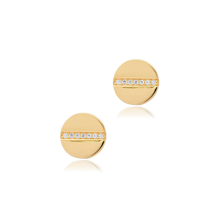 Silver Gold Plated round earrings with embedded stones 