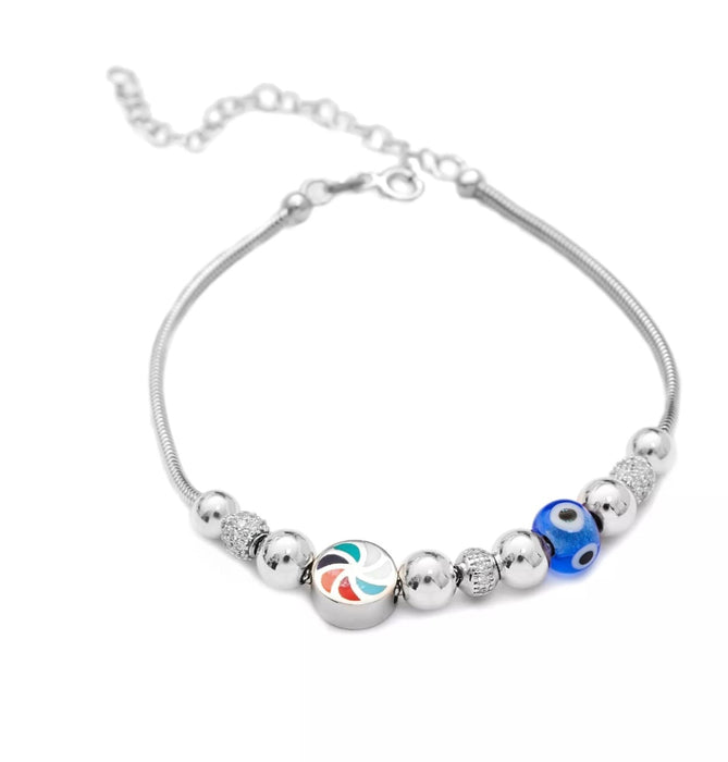 Bracelet with colourful silver charms