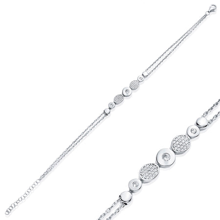 Silver bracelet with circular beads 