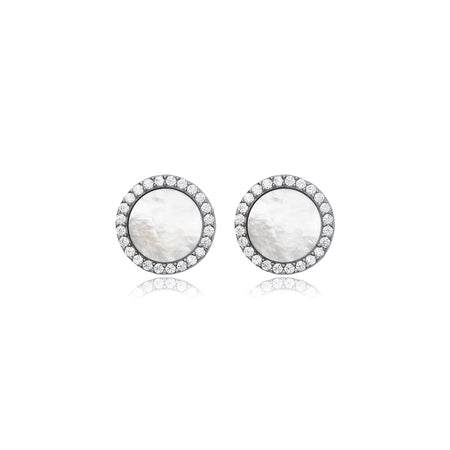 Pair of  silver gold  and rhodium plated earrings with round and diamond accents 