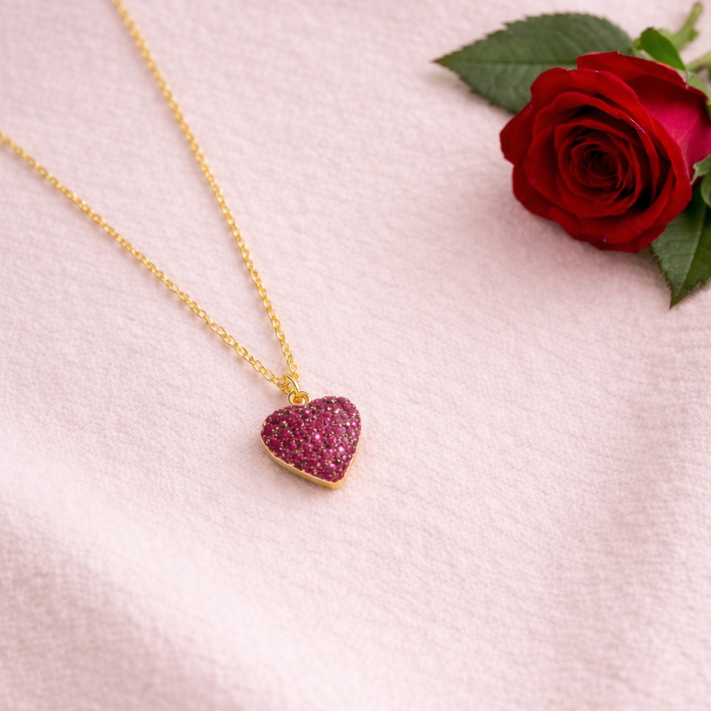 Mini Heart Ruby Necklace