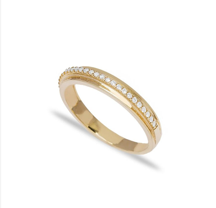 14k  Gold Band Zircon Stone Ring