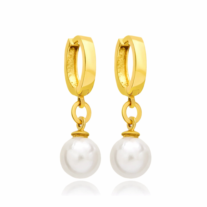 Pearl Drop Hoop Earrings