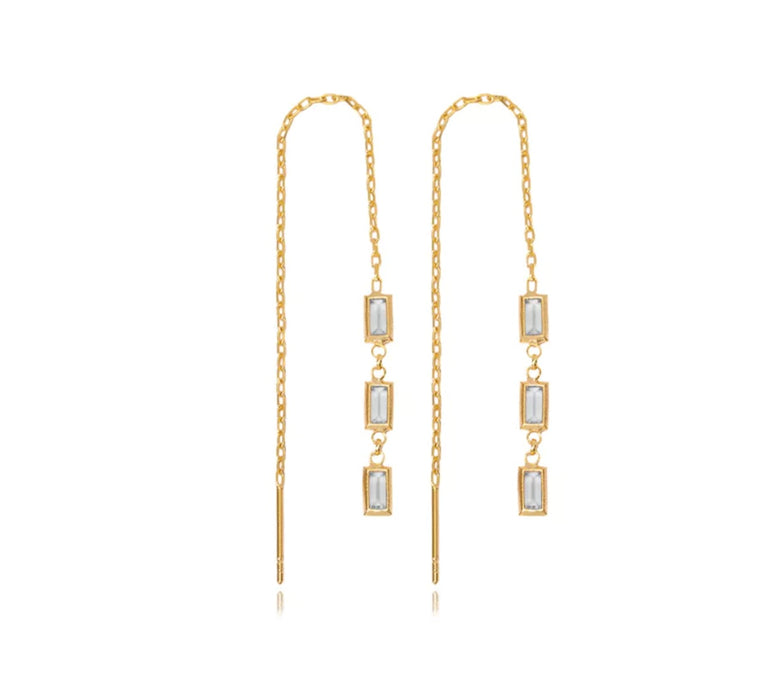 Three Baguette Cut Earrings