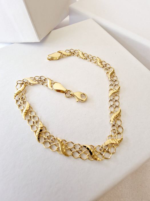 14k Gold Meash Leaf Bracelet