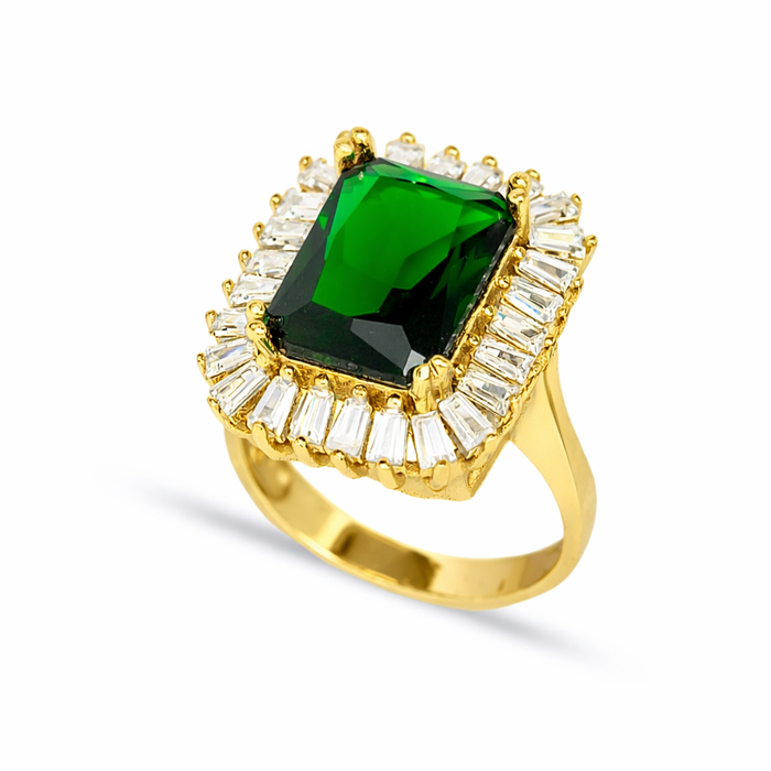 Emerald CZ Halo Ring