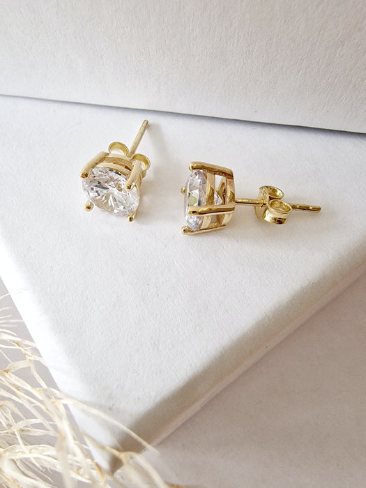 14K Gold Solitaire Design Earring