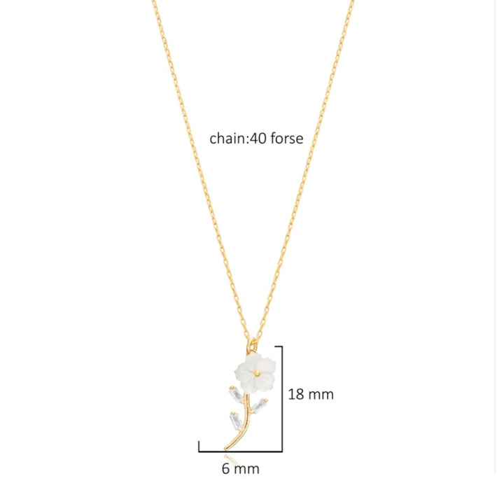 Mother of Pearl Flower Sterling Silver Necklace