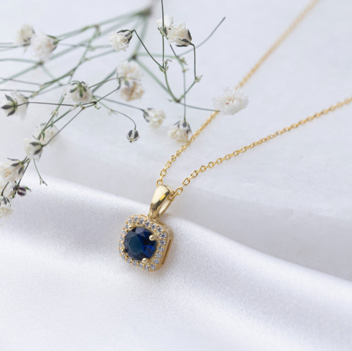 Round Shape Sapphire Necklace