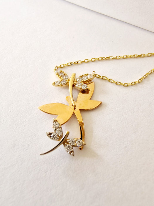 14k Tri-Colour Gold Dragon Fly