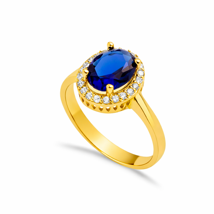 Oval Sapphire Halo Ring
