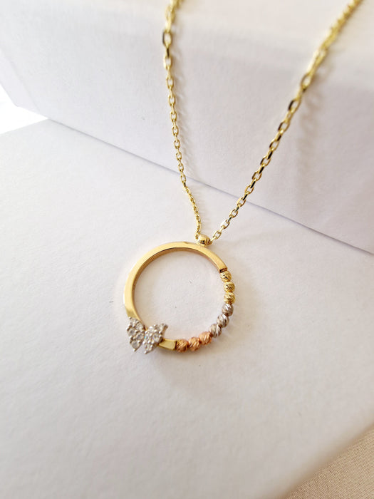 14k Gold Tri-Colour Ring Pendant