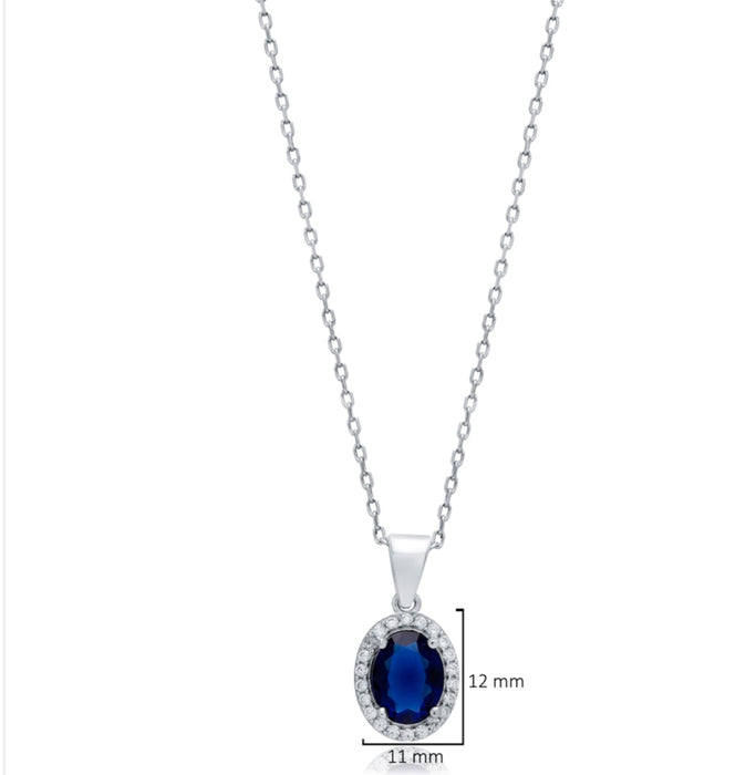 Sapphire Oval Charm Necklace