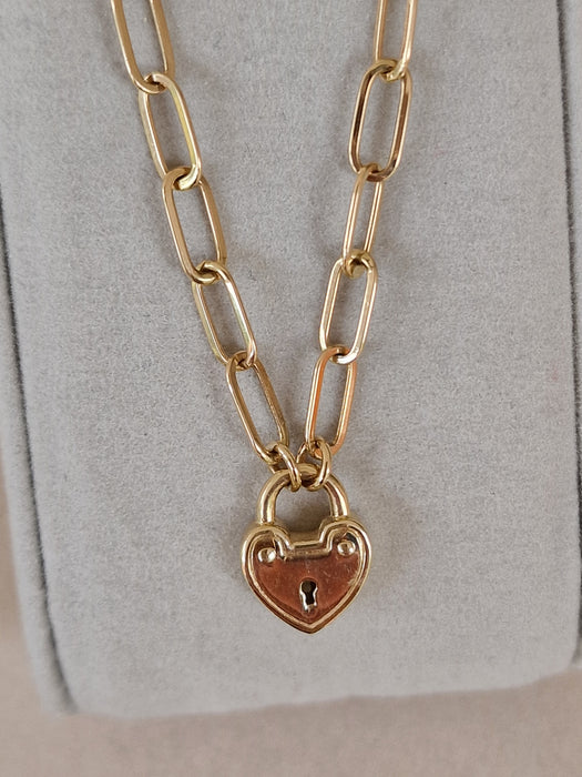 14k Gold Paper Clip Heart Bracelet