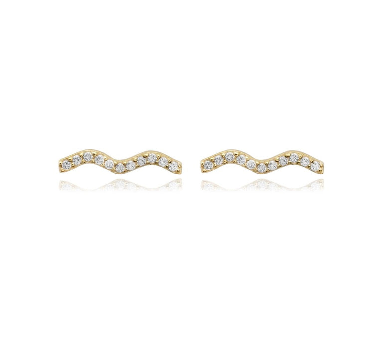 Wave CZ 925 Sterling Silver Stud Earrings