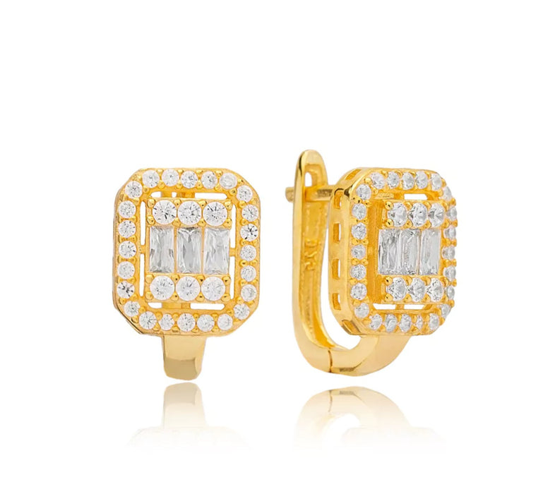 Square Shape Zircon Earrings