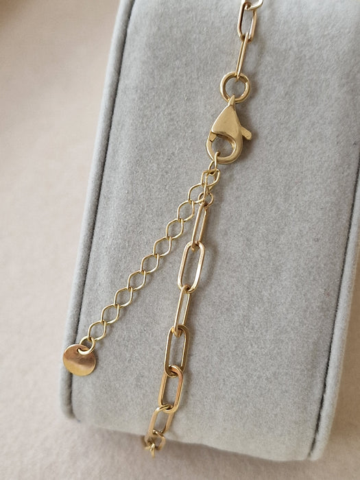 14k Gold Paper Clip Heart Bracelet