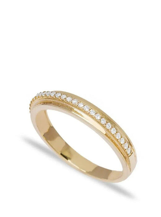 14k  Gold Band Zircon Stone Ring