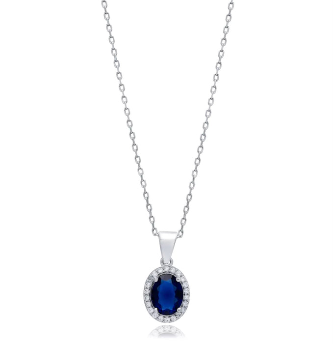 Sapphire Oval Charm Necklace