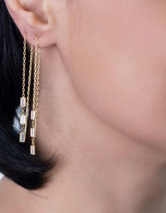 Three Baguette Cut Earrings