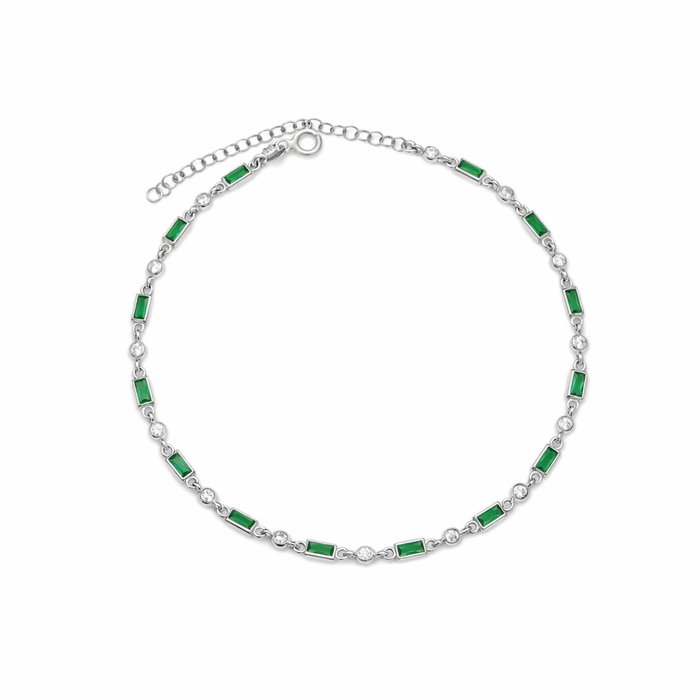 Emerald Baguette Cut Anklet