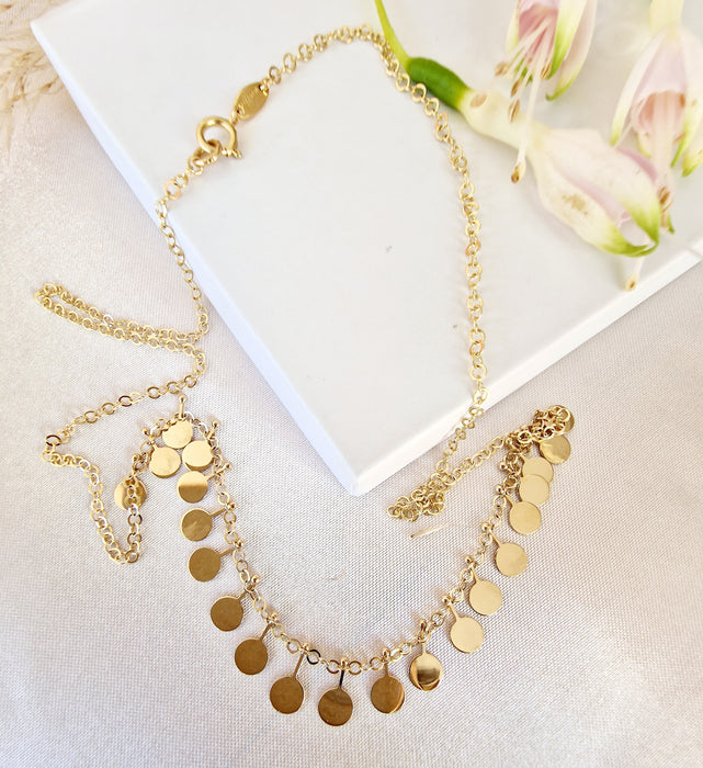 14k Gold  Dainty Disk Necklace